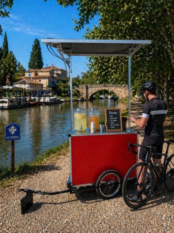 Station solaire vélo au bord du canal