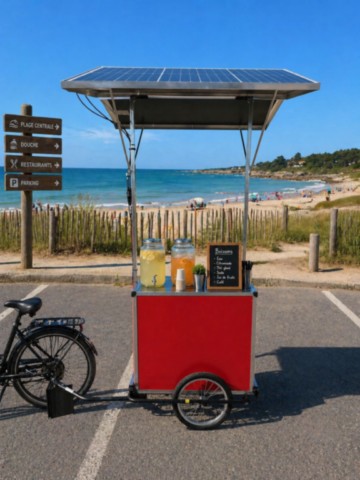 remorque vélo solaire stand boisson